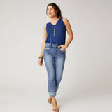 EverStretch Boyfriend Capri Jeans with Contrast Bottom