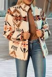 Aztec Printed Stand Neck Zip Up Jacket