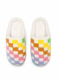 Indoor / Outdoor Slippers - Rainbow Checkered - White