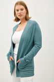 PLUS COTTON BLEND KNIT OPEN FRONT CARDIGAN