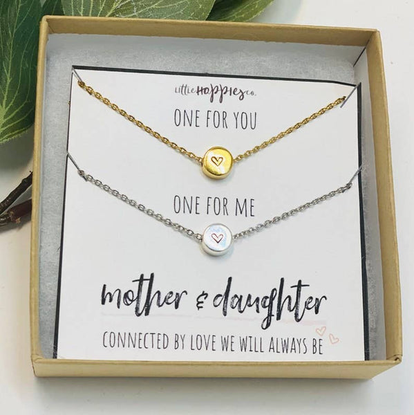 Mother daughter necklace set, Gifts for mom from daughter