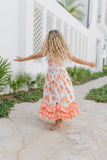 Girls 3 Tiered Terra Cotta Spring Summer Ruffles Dress