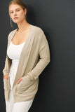 PLUS COTTON BLEND KNIT OPEN FRONT CARDIGAN