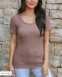 Hip Length Short Sleeve Brami in Taupe